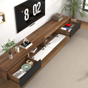 Wall-Mounted/Floor Standing TV Stand For Tvs Up To 100", Floating Media Console With 2 Drawers And 2 Cabinets
