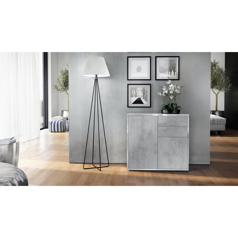 Sideboard Mcdevitt, Glossy White /Concrete