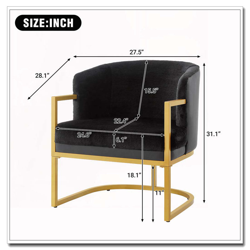 Chaise de lecture rembourrée Modern, Noir