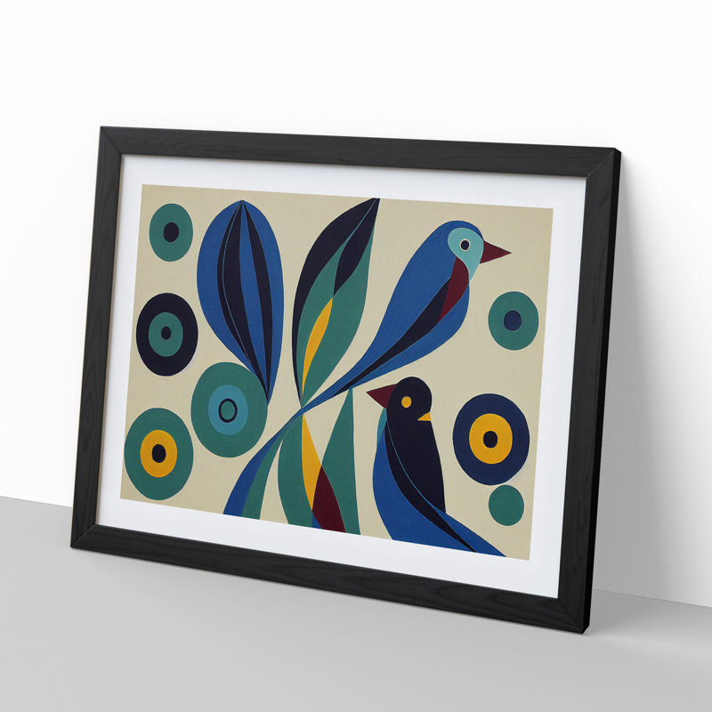XH1022-8628X Super Abstract Birds - Single Picture Frame Print, Black Framed, 46cm H x 64cm W x 2cm D