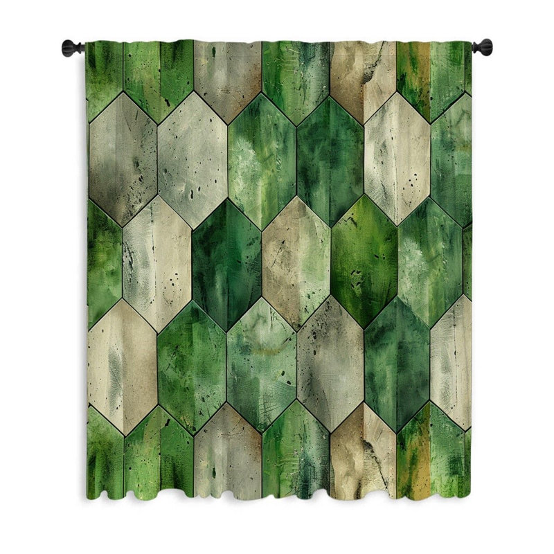 Rideaux hexagonaux, occultant mosaïque et voilages - 1 panneau (occultant qui filtre beaucoup de lumière), L 53 po x L 99 po