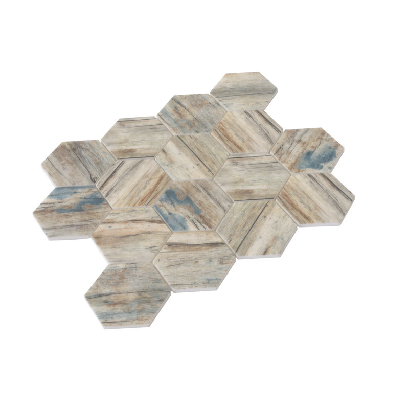 2.8" x 2.8" Glass Mosaic Wall & Floor Tile, Blue Wood