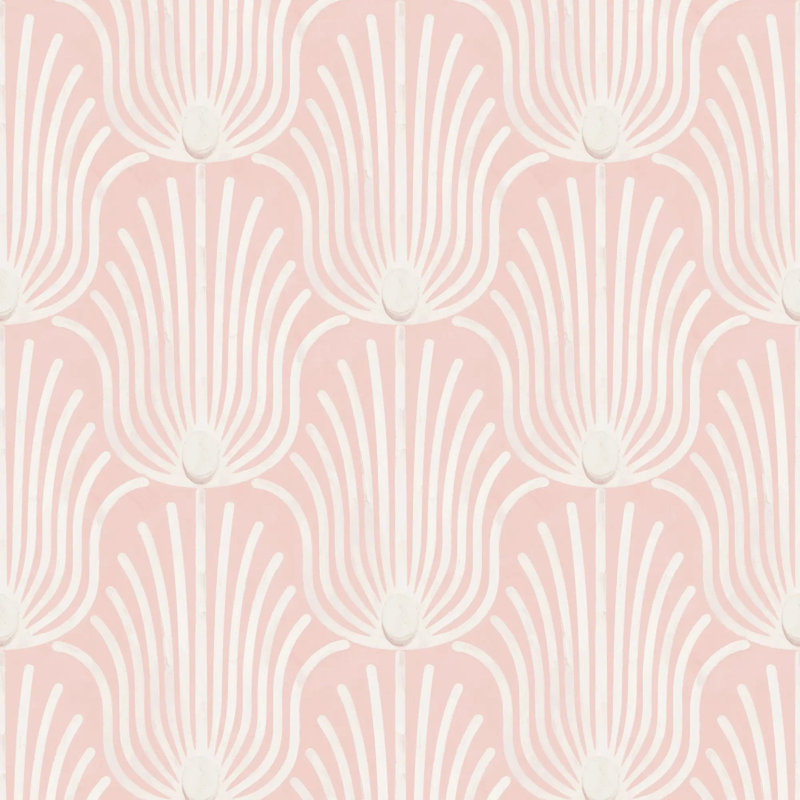 Plume Carlyle - Papier peint, Rose corail, Faux Grasscloth, Non-Pasted