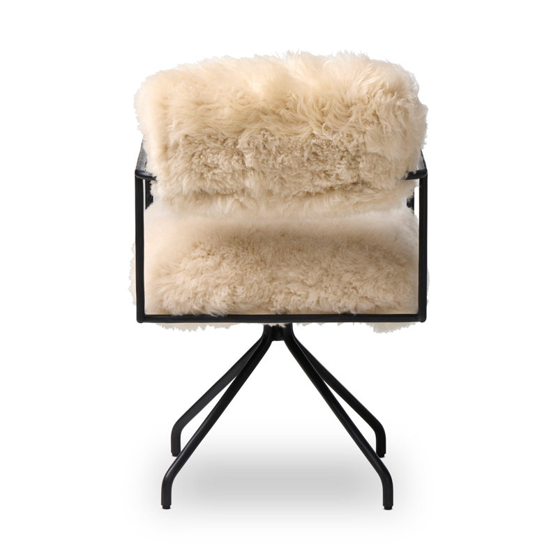 Fenn Desk Chair-Crypton Nomad Mushroom, Champagne Mongolian Fur
