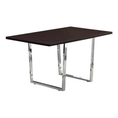 Table de salle à manger, rectangulaire, 60 po, cuisine, salle à manger, stratifié brun, métal chromé, contemporain, moderne