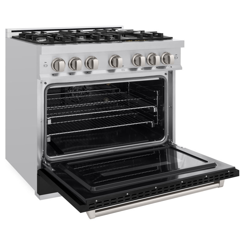 ZLINE 36 in. 5.2 cu. ft. Classic Gas Range with 6 Burner Cooktop and Convection Gas Oven in Stainless Steel with Door