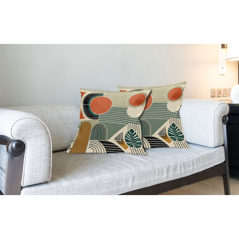 Ensemble de 2 housses de coussins Ambesonne Monstera orange brûlé kaki pâle, Carré, H 16 po x l 16 po