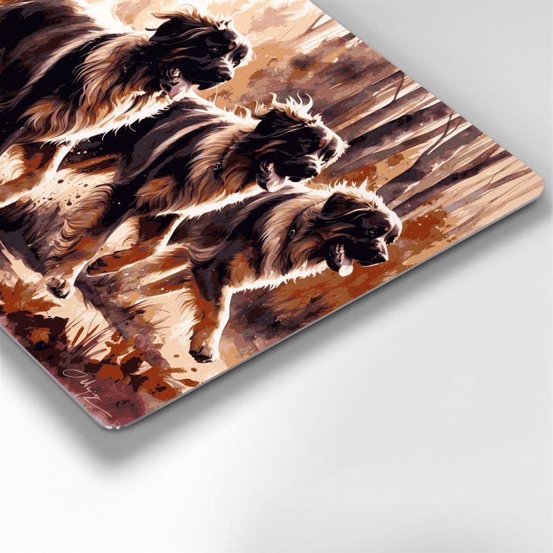 «Dogs Leonberger», art mural en métal noir, H 16 po x l 20 po