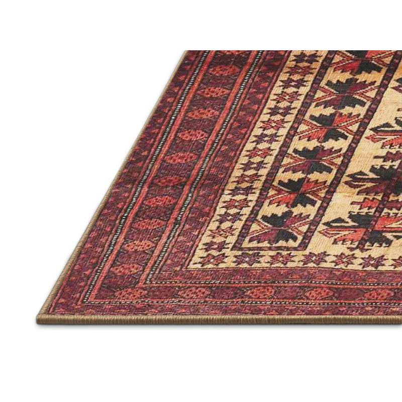 Tapis traditionnel rouge / beige, Rectangle 5 pi x 8 pi