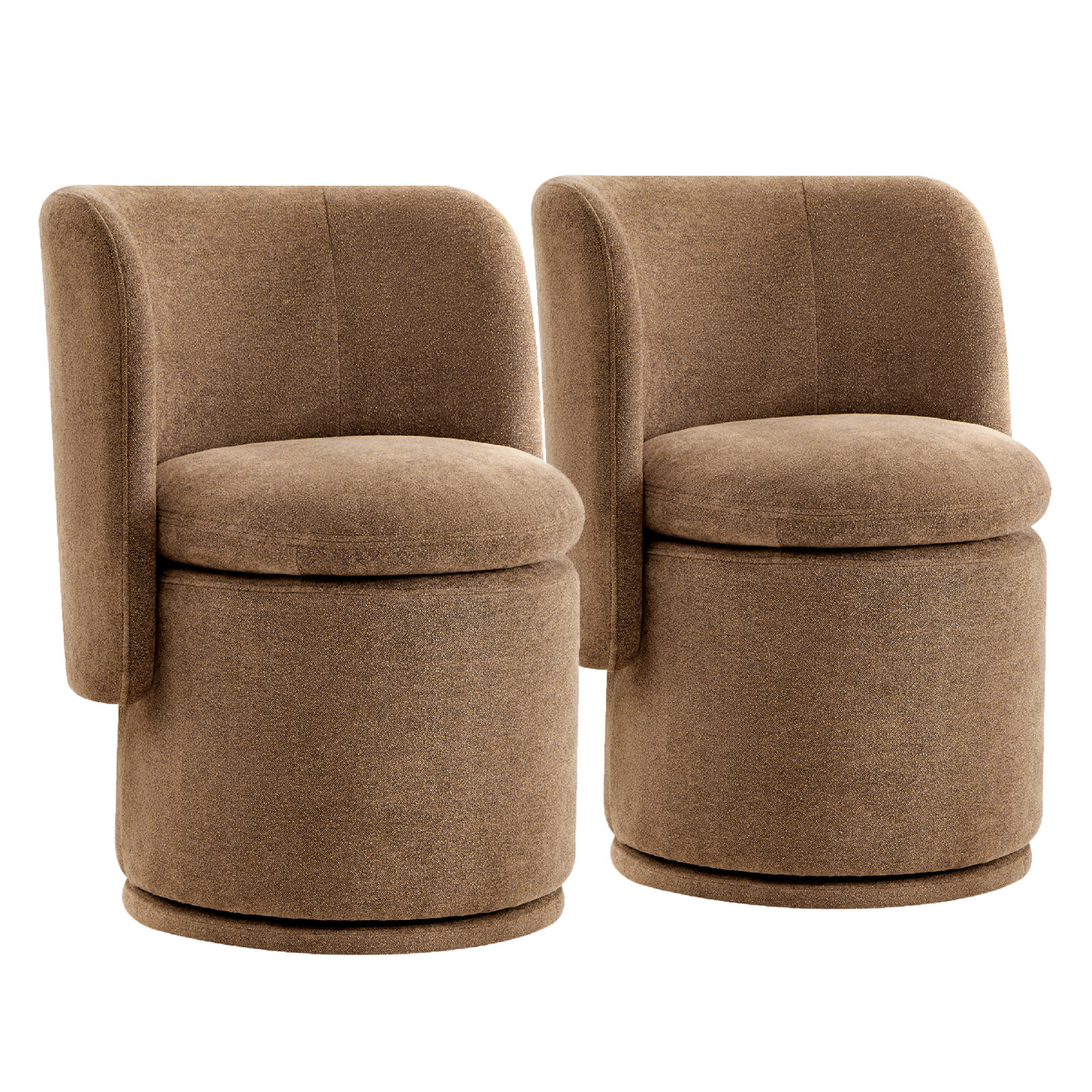 Adrielle Swivel Upholstered Barrel Chair, Linen Elite Camel