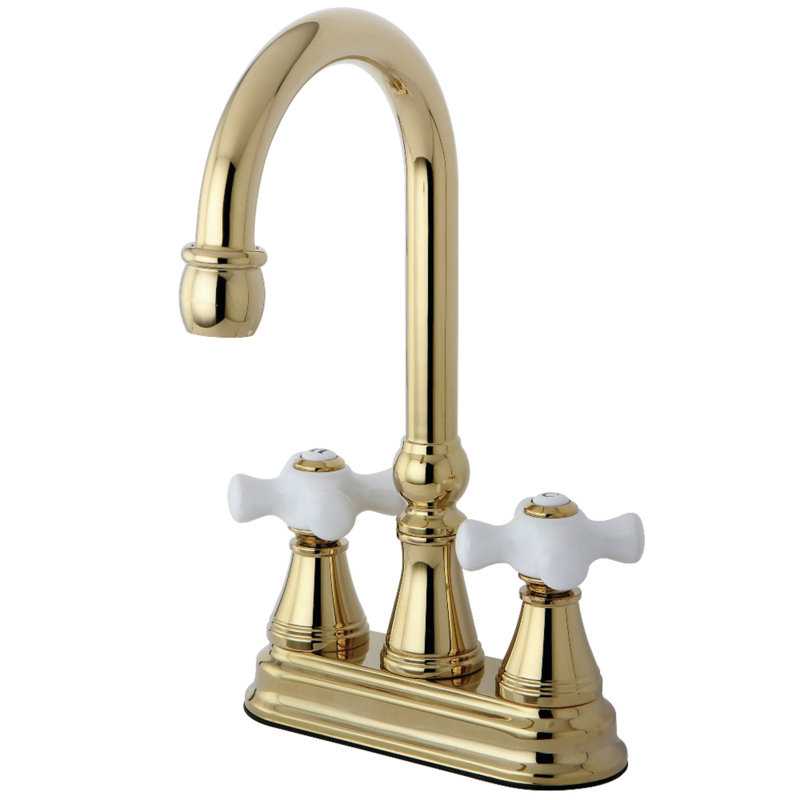 Kingston Brass Governor Two-Handle 2-Hole Deck Mount Bar Faucet, Polished Brass