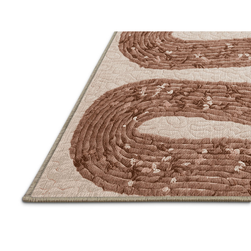 Machine Washable Brown Area Rug, Rectangle 5' x  8'