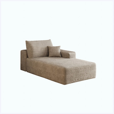 Upholstered living room sofa - right sleeper camel