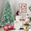 Arbre de Noël 7,5 pi bleu PE / PVC teinté avec 2148 pointes, branches articulées et support en métal stable pour un assemblage facile-118094890