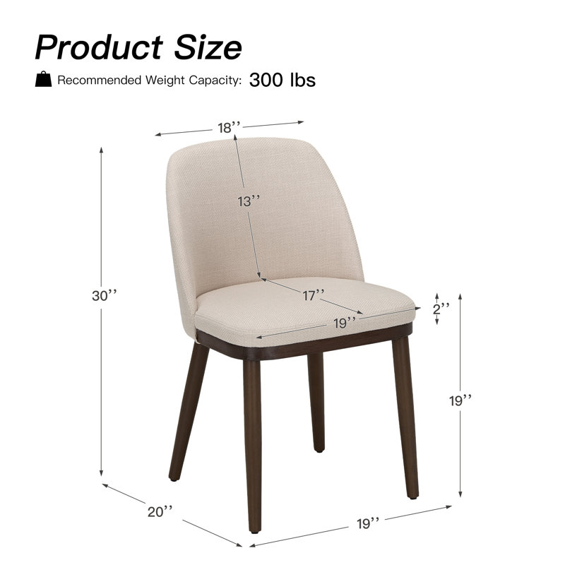 Upholstered Solid Wood Dining Chair, Beige