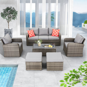 6 Piece Sofa Seating Group with Cushions