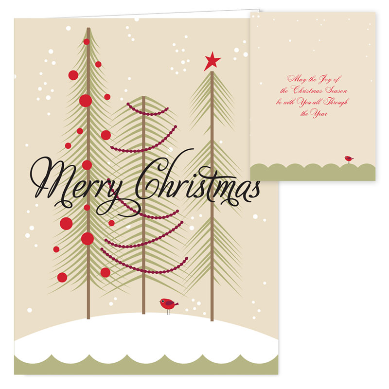 Christmas Deer, Bird Card Or Card Holder