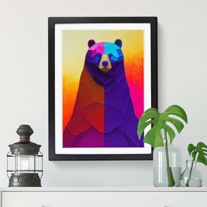 FRM-V0523-219X Bear Vol.2 - Single Picture Frame Print, 46cm H x 34cm W x 2cm D, Oak Framed