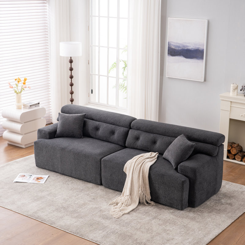Canapé en tissu chenille de 103,6 po, canapé modulaire sans assemblage, canapé combiné pour le salon, accoudoirs larges, canapé modulaire compressé, canapé 4 places