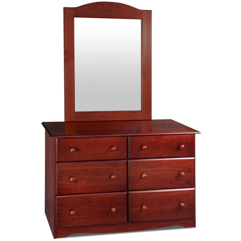 Commode 6 tiroirs avec miroir Genai, Acajou