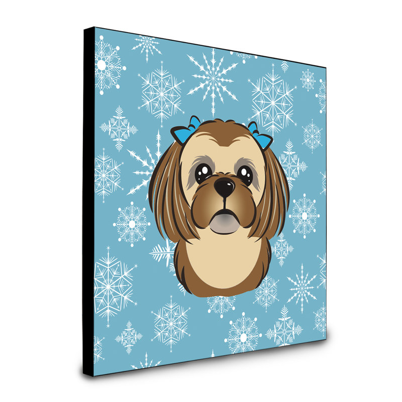 Panneau mural d’art flocon de neige Loula, Shih Tzu brun foncé