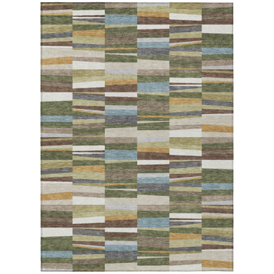 Machine Washable Indoor/Outdoor Chantille ACN2575 Stripes Rug