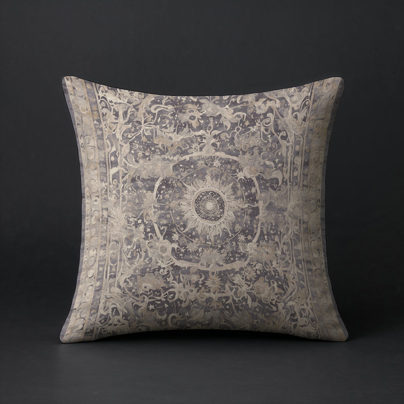 Coussin décoratif intérieur / extérieur gris Modern Modern, Carré 16 po, Gris clair / brun oriental