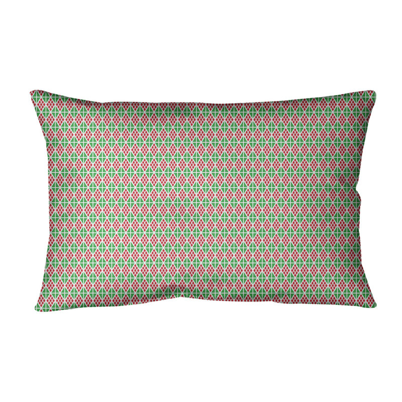 Coussin lombaire géométrique, Vert / Rouge