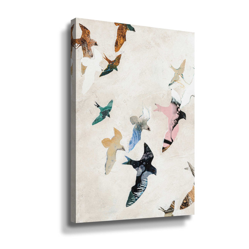 Oiseaux abstraits 2, galerie, H 12 po x l 8 po, Toile tendue