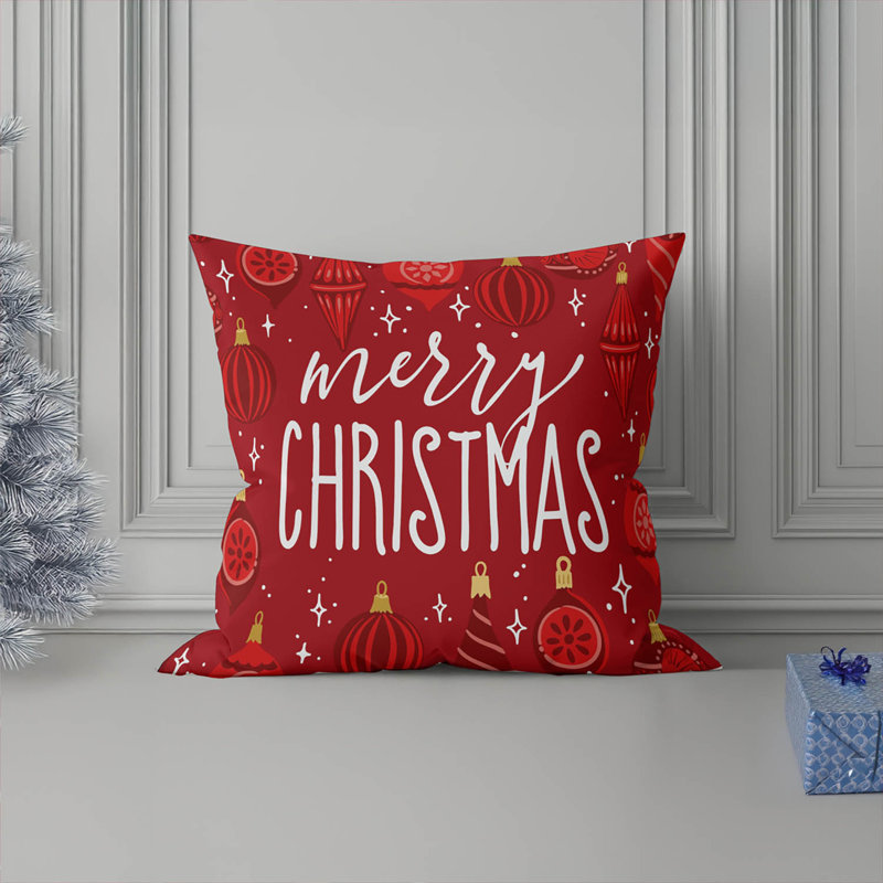 Coussin décoratif Ornaments, Rouge, Carré 18 po