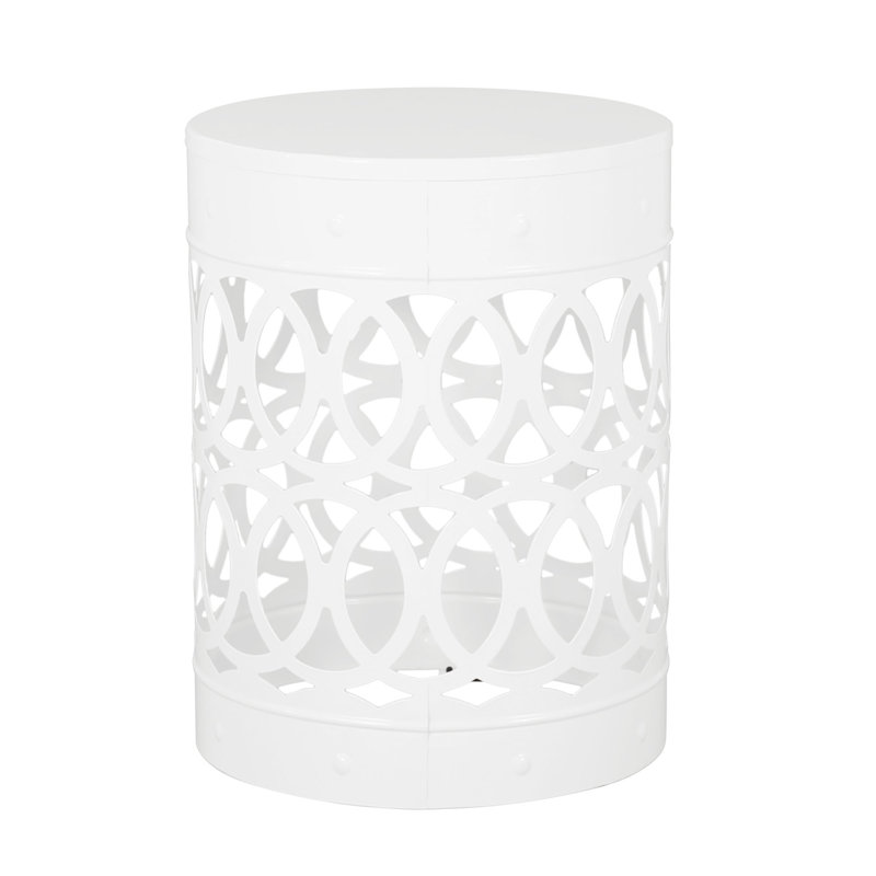 Outdoor Metal End Table -Large, White