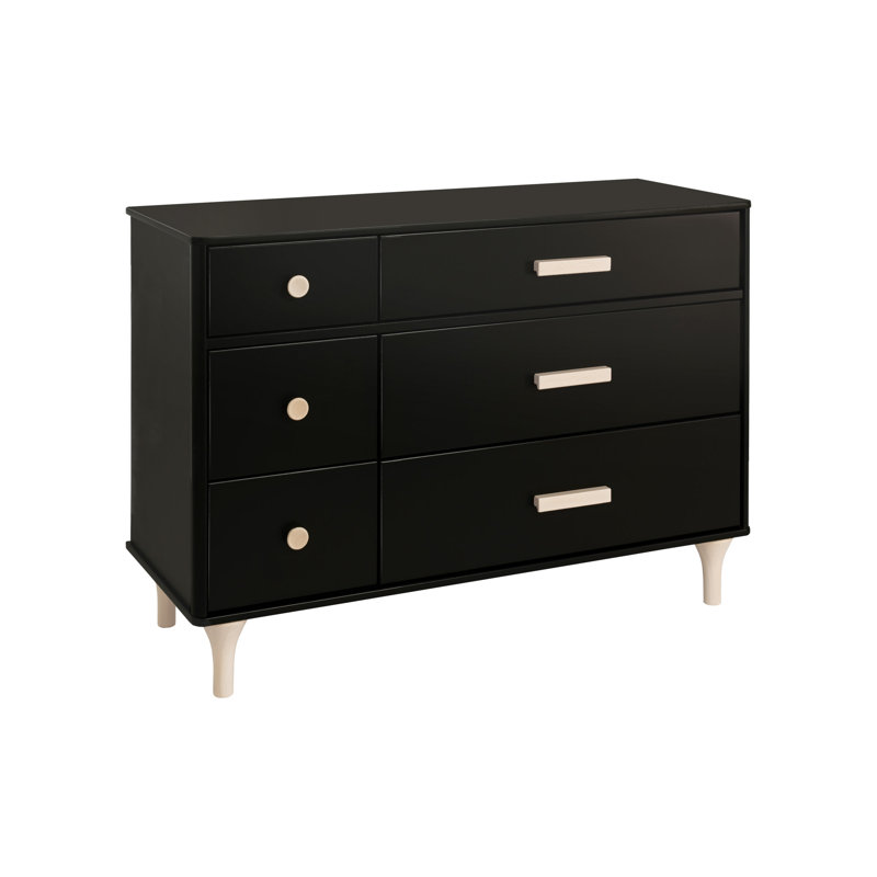 Lolly 6-Drawer Assembled Double Dresser, Black/Washed Natural