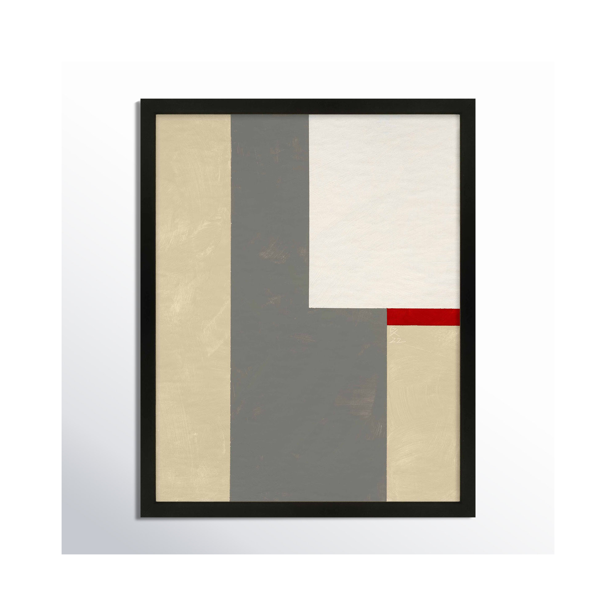 Slice Of Red 2 by Robert Kamnatnik, 20" H x 16" W x 1.25" D, Black Framed Paper