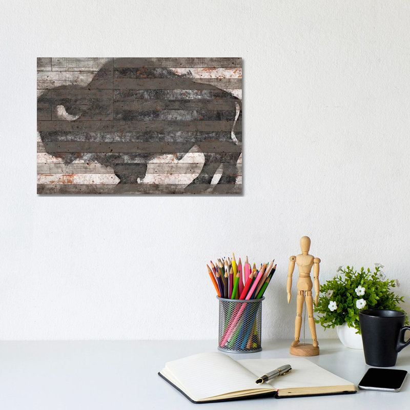 Buffalo II by Diego Tirigall - Painting on Canvas, Wrapped Canvas, 20.32 cm H x 30.48 cm W