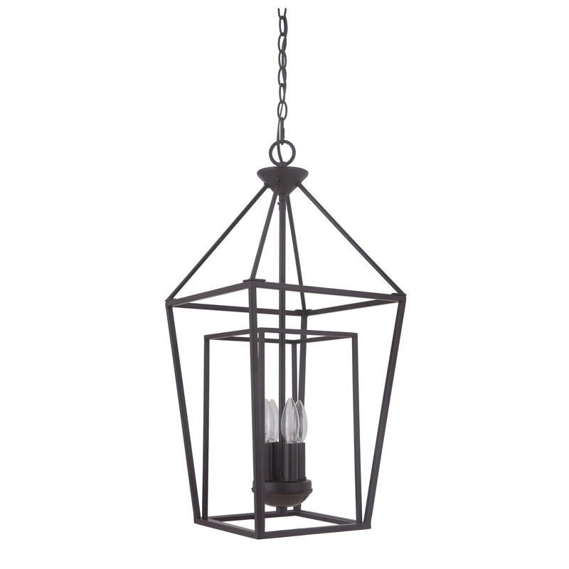Luminaire suspendu géométrique à 4 lumières Aadyanth, Bronze huilé