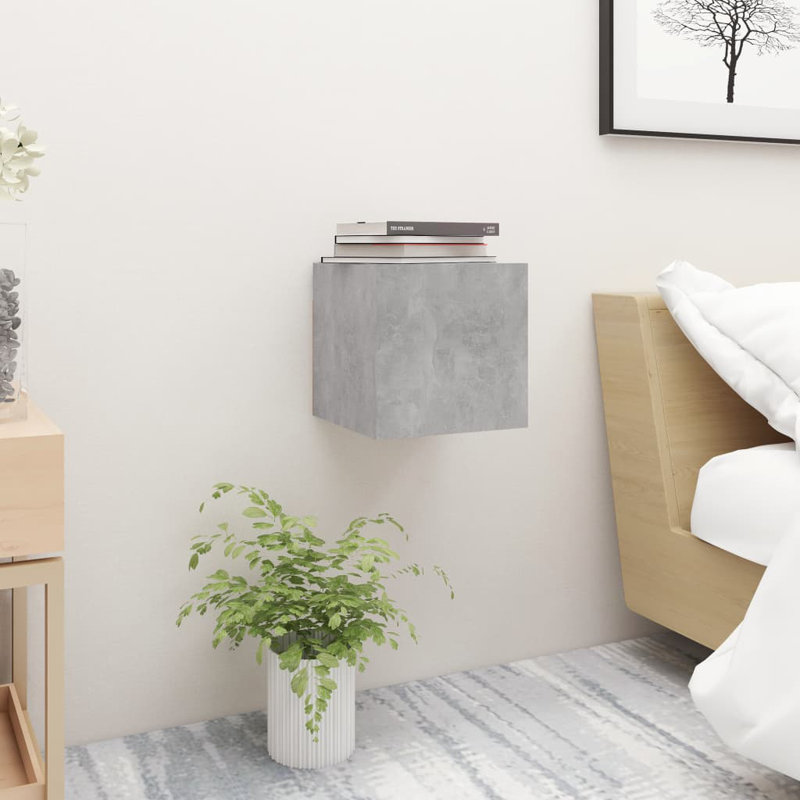 Drayden 30.5 cm W Bedside Table, Concrete Grey, Set of 2