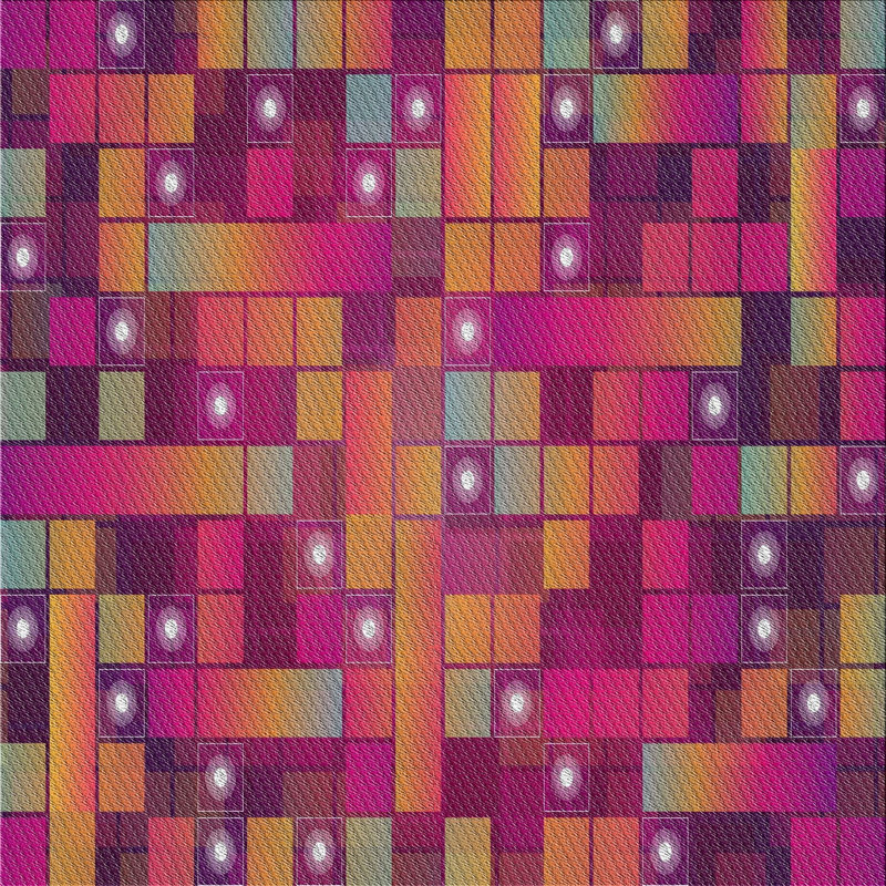 Tapis rose/rouge à motifs, Carré 4 pi