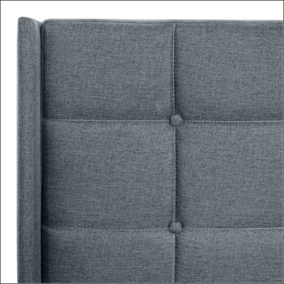 Queen Size Upholstered Platform Bed Frame With Modern Button Tufted Linen Fabric Headboard