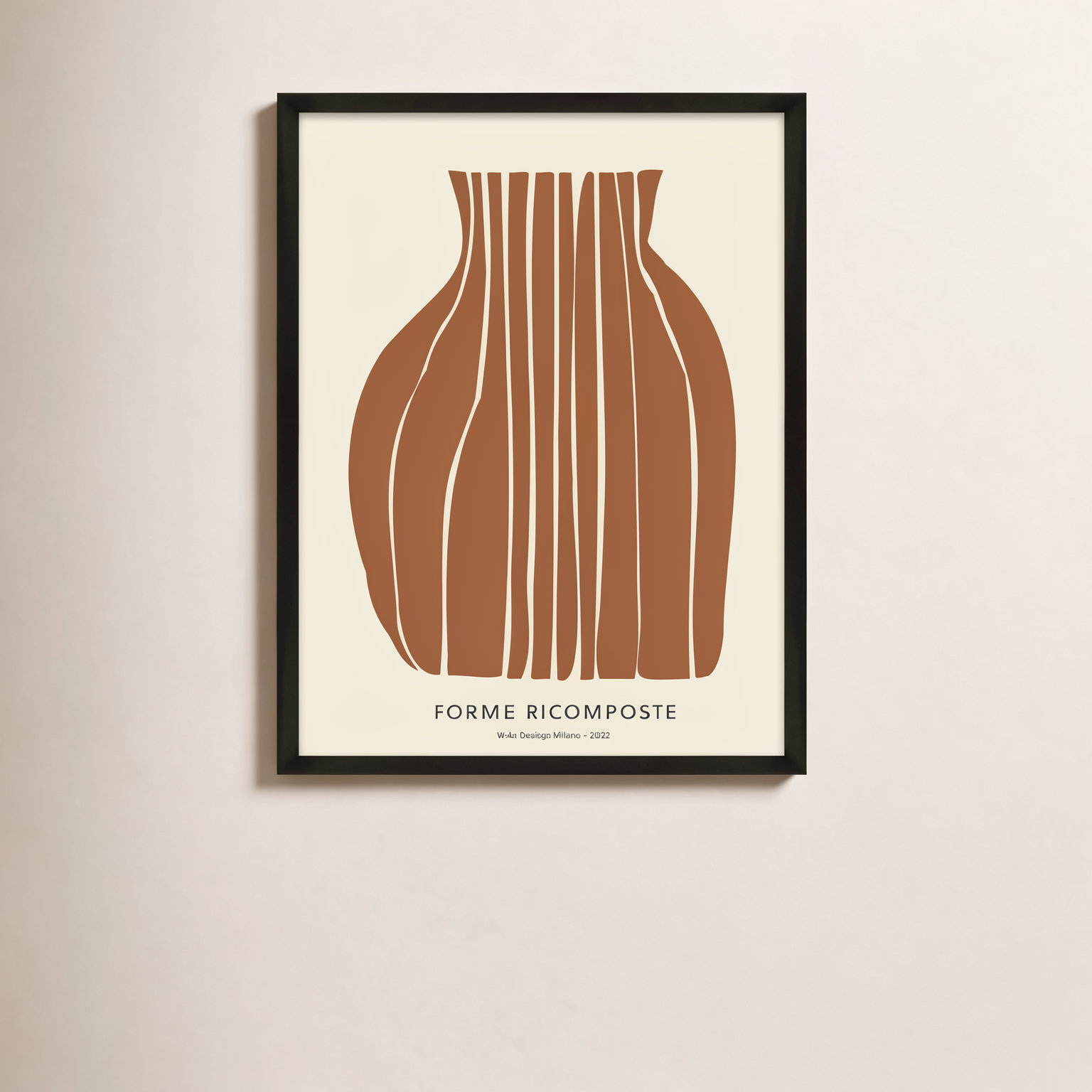 Quinn "Composition in Umber" Print, Black Framed Paper, 20" H x 14" W x 1.25" D