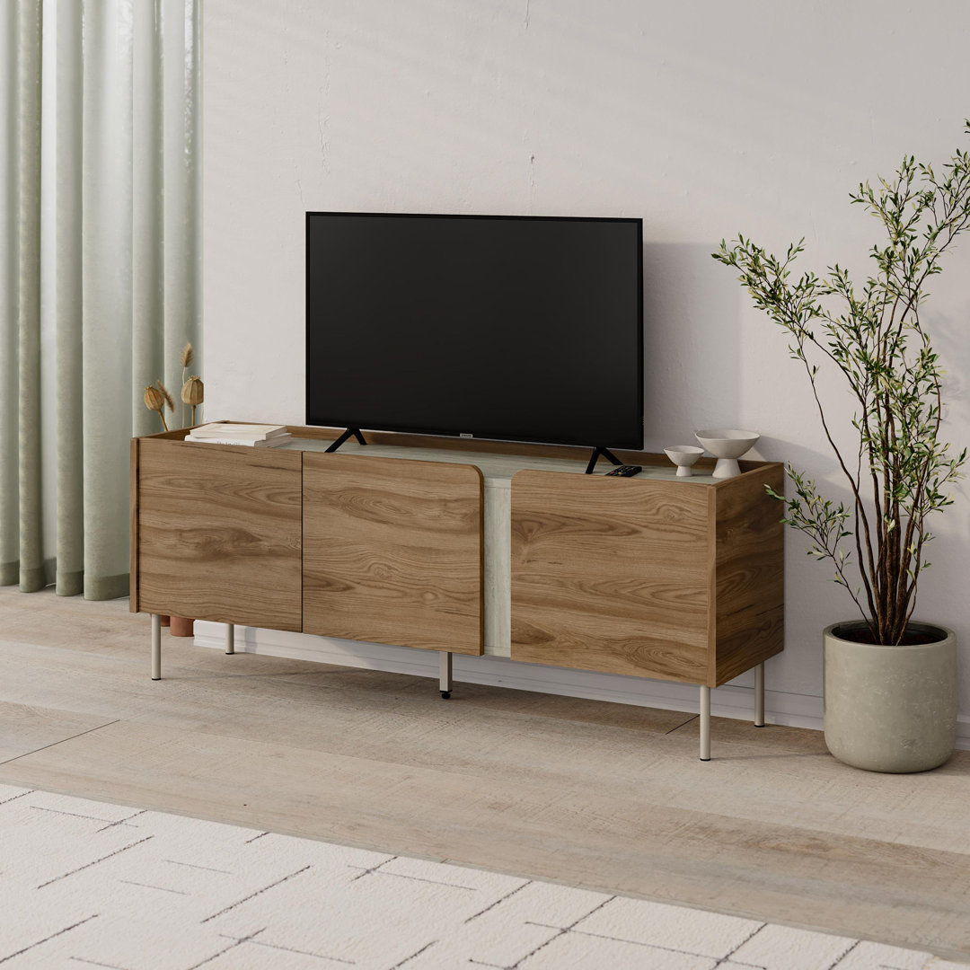 3-door Tv Stand With 5 Internal Shelves, 140cm