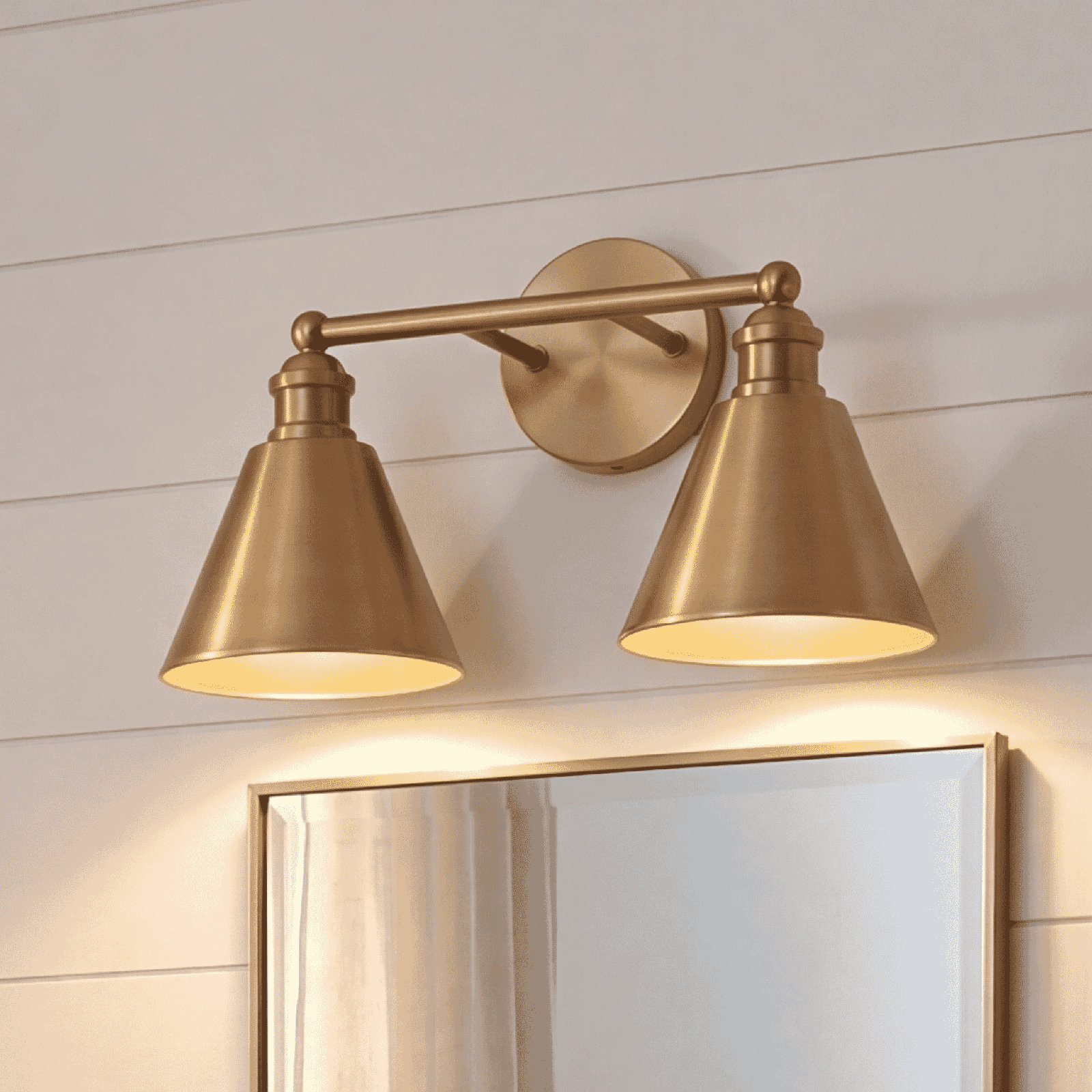 Kera 2 Light Dimmable Vanity Light, Natural Brass