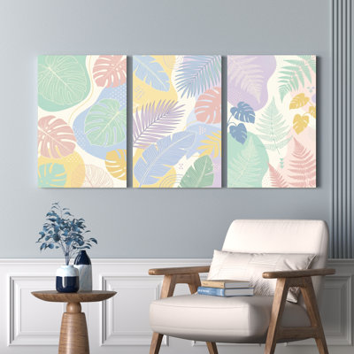 Motif de feuilles tropicales, reproduction d'art sur toile tendue sur toile, ensemble de 3, pour salon, chambre à coucher, décoration intérieure