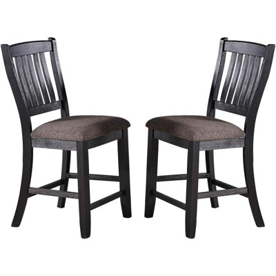 Ensemble de salle à manger de cuisine en bois foncé foncé avec 2 chaises hautes rembourrées