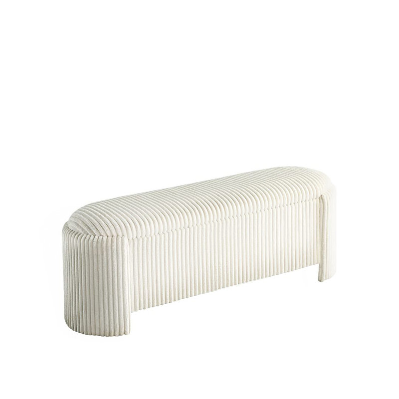 Banc de style contemporain avec compartiment de rangement intégré, Blanc