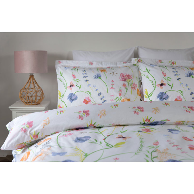 Larissa Cotton Blend Floral Duvet Cover Set with Pillowcases Included, Double - 2 Standard Pillow Cases