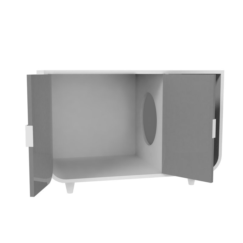 Boîte à litière / table d'appoint Eckroad Furniture Style, Gris clair / Blanc
