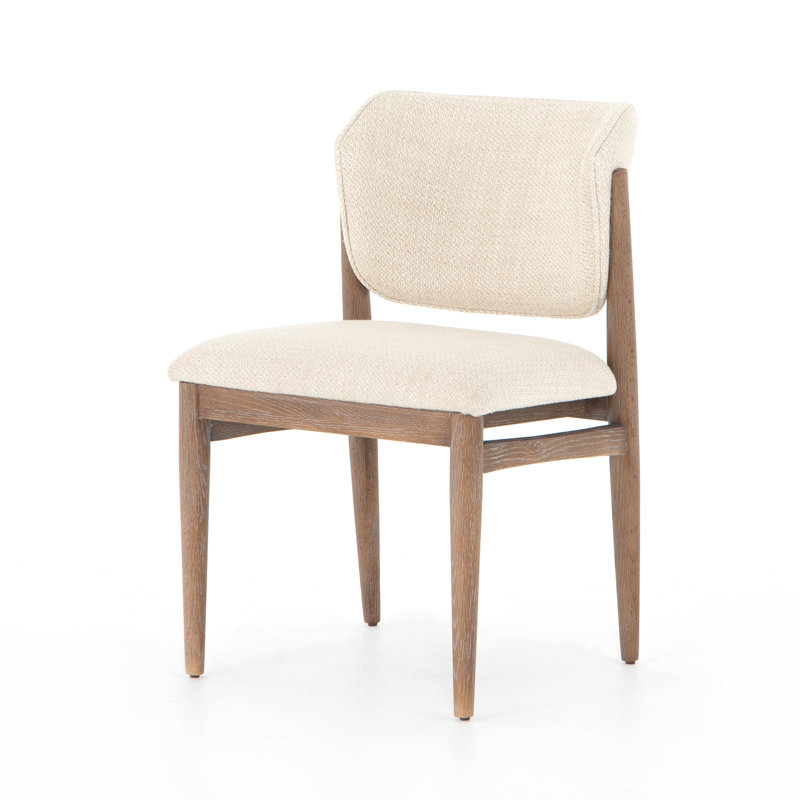 Joren Upholstered Dining Chair, Irving Taupe Polyester Blend/Pecan Whitewash
