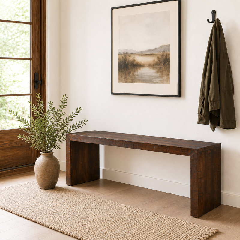  Solid Dark Mango Wood Bench