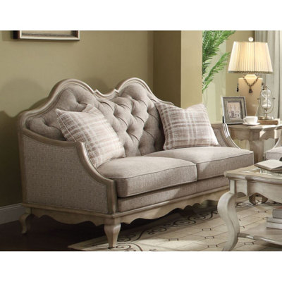 Causeuse ACME Donelu avec 2 coussins en tissu et taupe antique 56051