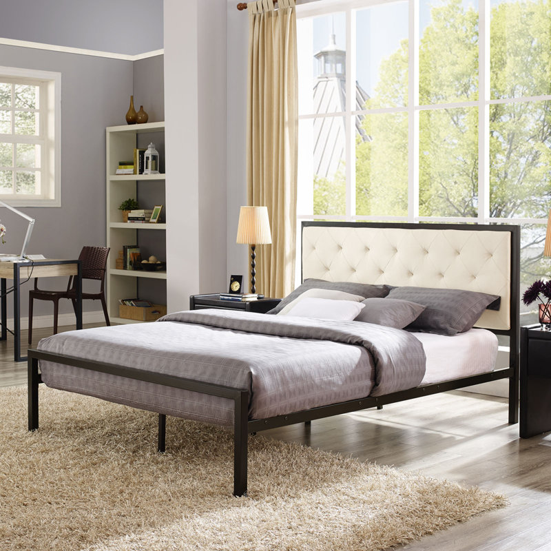Lit en tissu Modway Mia, Grand, Mélange de polyester beige
